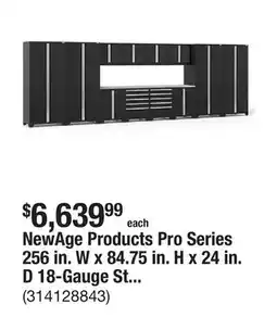 The Home Depot NewAge Products Pro Series 256 in. W x 84.75 in. H x 24 in. D 18-Gauge Steel Garage Cabinet Set in Black (14-Piece) offer