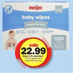 Meijer Meijer 12 Pk. Baby Wipes offer