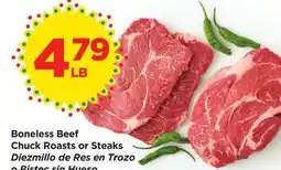 Food 4 Less Boneless Beef Chuck Roasts or Steaks offer