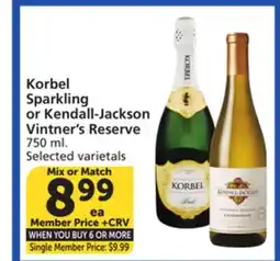 Vons Korbel Sparkling or Kendall-Jackson Vintner's Reserve offer