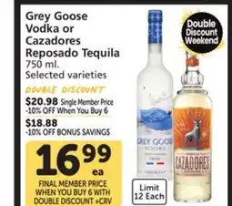 Albertsons Grey Goose Vodka or Cazadores Reposado Tequila offer