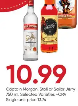 Stater Bros Captain Morgan, Stoli or Sailor Jerry offer