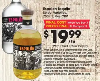 Ralphs Espolon Tequila offer