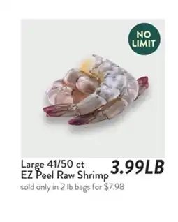 Fresh Thyme Large 41/50 ct EZ Peel Raw Shrimp offer