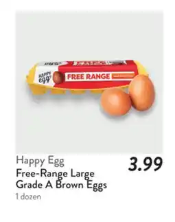 Fresh Thyme Happy Egg Free-Range Large Grade A Brown Eggs offer