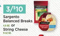 Heinen's Sargento Balanced Breaks 4.5 OZ. or String Cheese 9-12 OZ offer