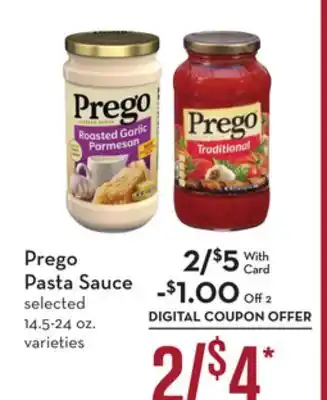Mariano's Prego Pasta Sauce offer
