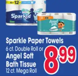 Jewel-Osco Sparkle Paper Towels 6 ct. Double Roll or Angel Soft Bath Tissue 12 ct. Mega Roll offer