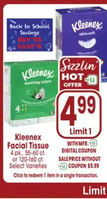 Jewel-Osco Kleenex Facial Tissue offer