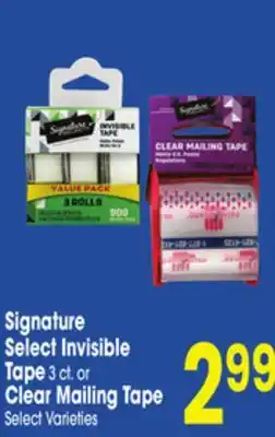 Jewel-Osco Signature Select Invisible Tape 3 ct. or Clear Mailing Tape Select Varieties offer