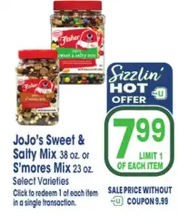 Jewel-Osco JoJo's Sweet & Salty Mix 38 oz. or S'mores Mix 23 oz offer