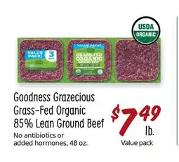 Sprouts Farmers Market Goodness Grazecious Grass-Fed Organic 85% Lean Ground Beef offer
