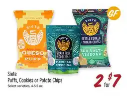 Sprouts Farmers Market Siete Puffs, Cookies or Potato Chips offer