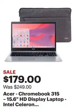 Best Buy Acer - Chromebook 315 – 15.6 HD Display Laptop - Intel Celeron N4020 with 4GB LPDDR4 – 64GB eMMC - Silver offer