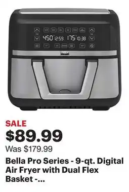 Best Buy Bella Pro Series - 9-qt. Digital Air Fryer with Dual Flex Basket - Stainless Steel offer