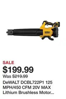 Tractor Supply Company DeWALT DCBL722P1 125 MPH/450 CFM 20V MAX Lithium Brushless Motor Leaf Blower (5Ah Battery and Charger Included) offer