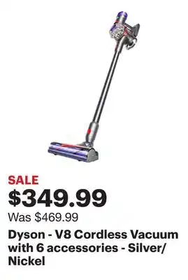 Best Buy Dyson - V8 Cordless Vacuum with 6 accessories - Silver/Nickel offer