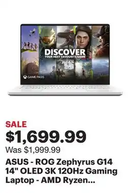 Best Buy ASUS - ROG Zephyrus G14 14 OLED 3K 120Hz Gaming Laptop - AMD Ryzen 9 8945HS - 32GB LPDDR5X - NVIDIA GeForce RTX 4070 - 1TB SS offer