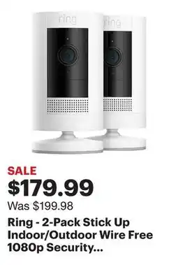 Best Buy Ring - 2-Pack Stick Up Indoor/Outdoor Wire Free 1080p Security Camera - White offer