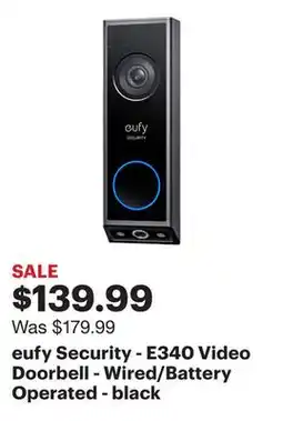 Best Buy eufy Security - E340 Video Doorbell - Wired/Battery Operated - black offer
