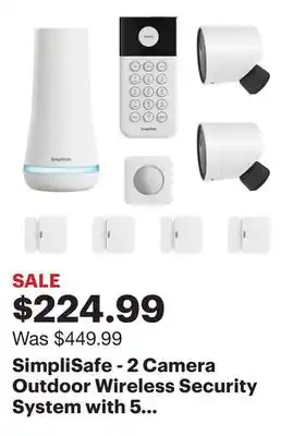 Best Buy SimpliSafe - 2 Camera Outdoor Wireless Security System with 5 Sensors - White offer