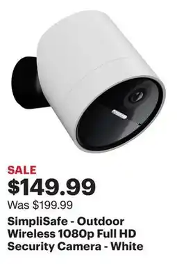 Best Buy SimpliSafe - Outdoor Wireless 1080p Full HD Security Camera - White offer