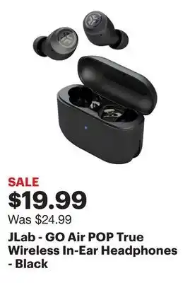 Best Buy JLab - GO Air POP True Wireless In-Ear Headphones - Black offer