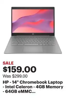Best Buy HP - 14 Chromebook Laptop - Intel Celeron - 4GB Memory - 64GB eMMC - Modern Gray offer