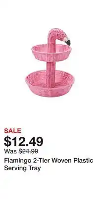Big Lots Flamingo 2-Tier Woven Plastic Serving Tray offer