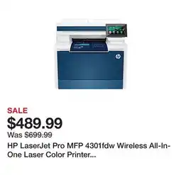 Office Depot HP LaserJet Pro MFP 4301fdw Wireless All-In-One Laser Color Printer (4RA82F) offer