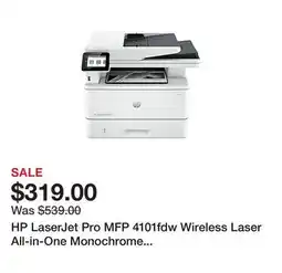 Office Depot HP LaserJet Pro MFP 4101fdw Wireless Laser All-in-One Monochrome Printer offer