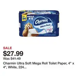 Office Depot Charmin Ultra Soft Mega Roll Toilet Paper, 4 x 4, White, 224 Sheets Per Roll, Pack Of 24 Rolls offer