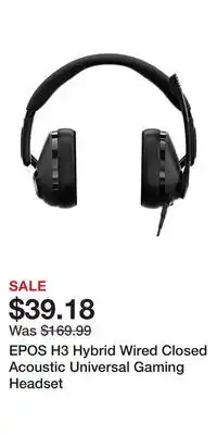 Game Stop EPOS H3 Hybrid Wired Closed Acoustic Universal Gaming Headset offer