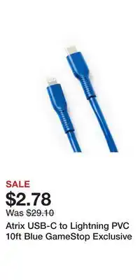 Game Stop Atrix USB-C to Lightning PVC 10ft Blue GameStop Exclusive offer