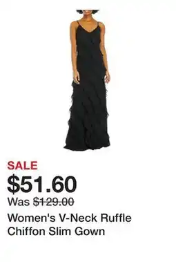 Belk Women's V-Neck Ruffle Chiffon Slim Gown offer