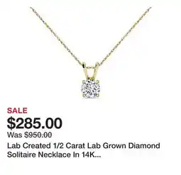 Belk Lab Created 1/2 Carat Lab Grown Diamond Solitaire Necklace In 14K White Gold, 18 Inches offer