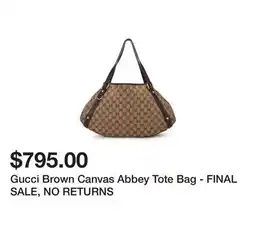 Belk Gucci Brown Canvas Abbey Tote Bag - FINAL SALE, NO RETURNS offer