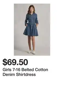 Belk Girls 7-16 Belted Cotton Denim Shirtdress offer