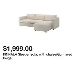 Ikea FINNALA Sleeper sofa, with chaise/Gunnared beige offer