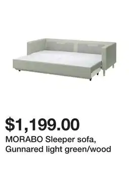 Ikea MORABO Sleeper sofa, Gunnared light green/wood offer