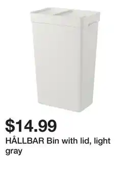 Ikea HÅLLBAR Bin with lid, light gray offer