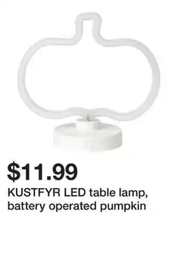 Ikea KUSTFYR LED table lamp, battery operated pumpkin offer