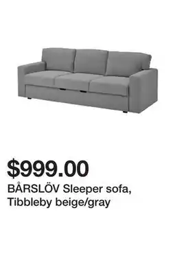Ikea BÅRSLÖV Sleeper sofa, Tibbleby beige/gray offer