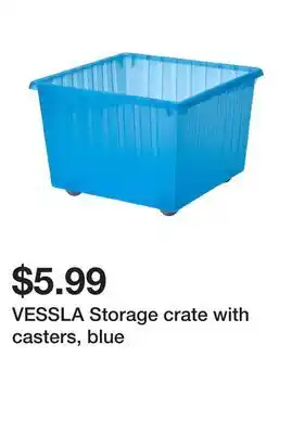 Ikea VESSLA Storage crate with casters, blue offer