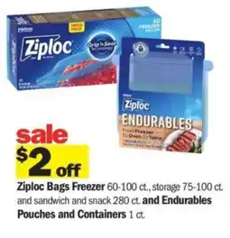 Meijer Ziploc Bags Freezer 60-100 ct., storage 75-100 ct. offer
