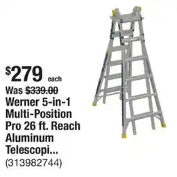 Werner 5-in-1 Multi-Position Pro 26 ft. Reach Aluminum Telescopi... (313982744)