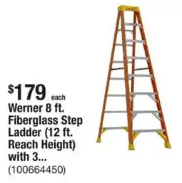 The Home Depot Werner 8 ft. Fiberglass Step Ladder (12 ft. Reach Height) with 3... offer