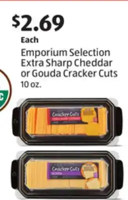 Aldi Emporium Selection Extra Sharp Cheddar or Gouda Cracker Cuts offer