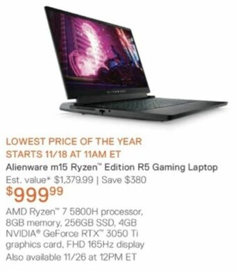 Dell Alienware M15 Ryzen Edition R5 Gaming Laptop offer
