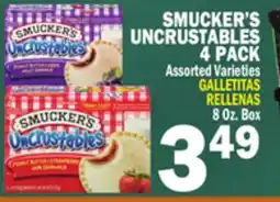 Bravo Supermarkets SMUCKER'S UNCRUSTABLES 4 PACK offer